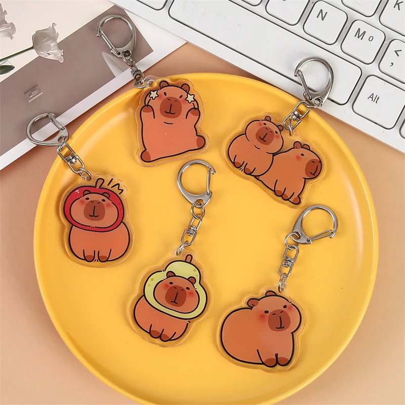 Cute Capybara Keychain Cartoon Water Dolphin Key Chain Acrylic Pendant DIY Small Charm