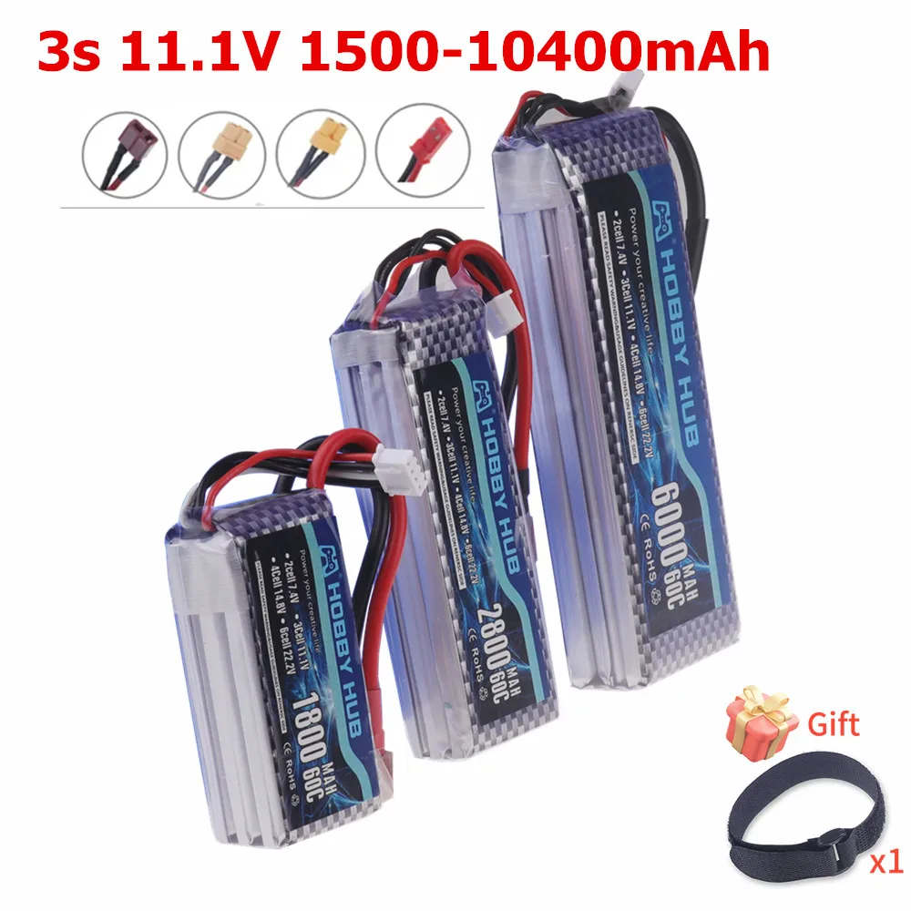 Batterie LiPo 11.1V 2200-5200mAh pour RC Drone Voiture