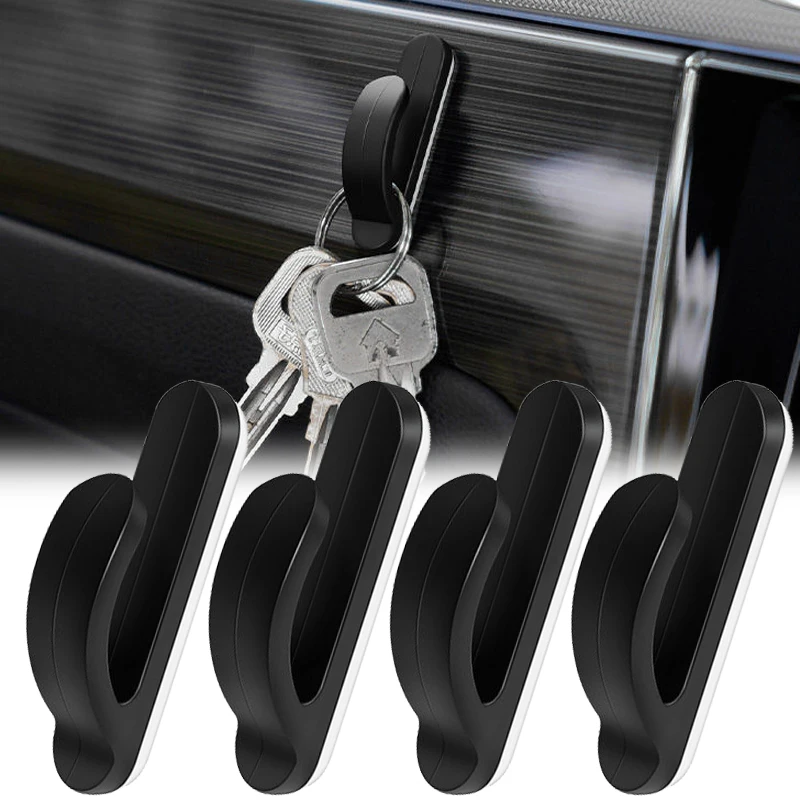 4Pcs Mini Hooks Car Self Adhesive Durable Holder Clip Hook Universal Garbage Bag Organizer Auto Interior Decoration Accessories car trash can organizer garbage holder automobiles storage bag accessories bin ashtray dust case holder auto accessories