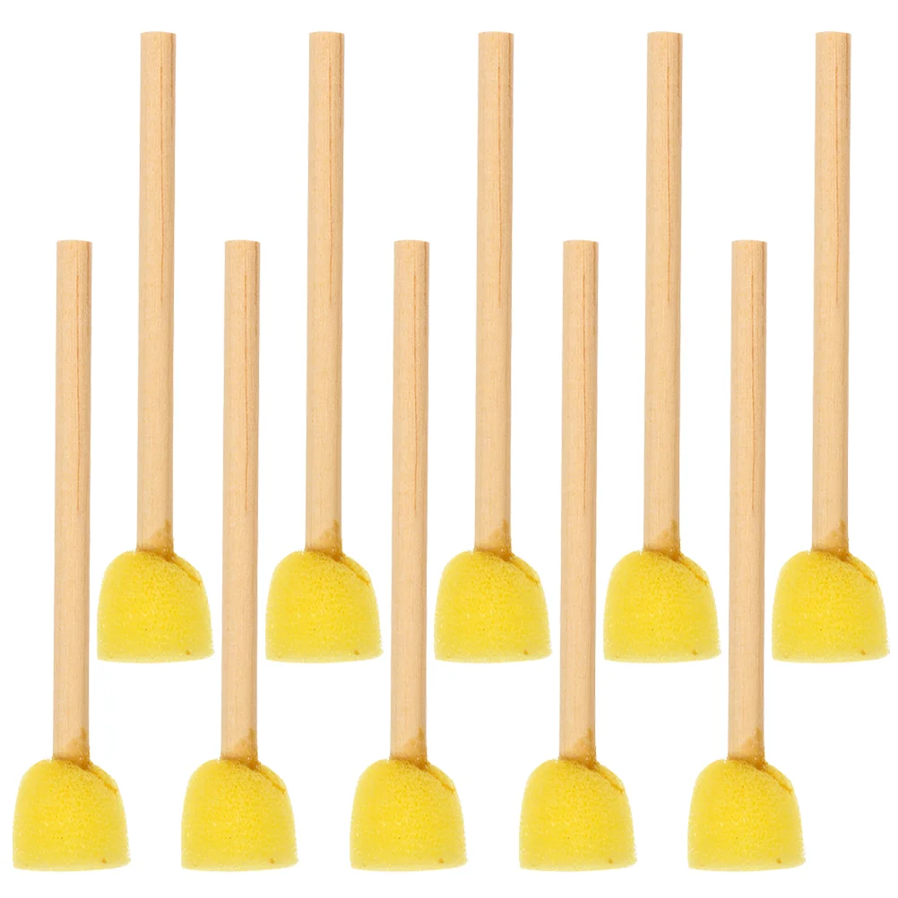

Round Natural Sponges Brush Set DIY Painting Sponges Children Drawing Craft Brushes With Wood Handle Sponge Brushes
