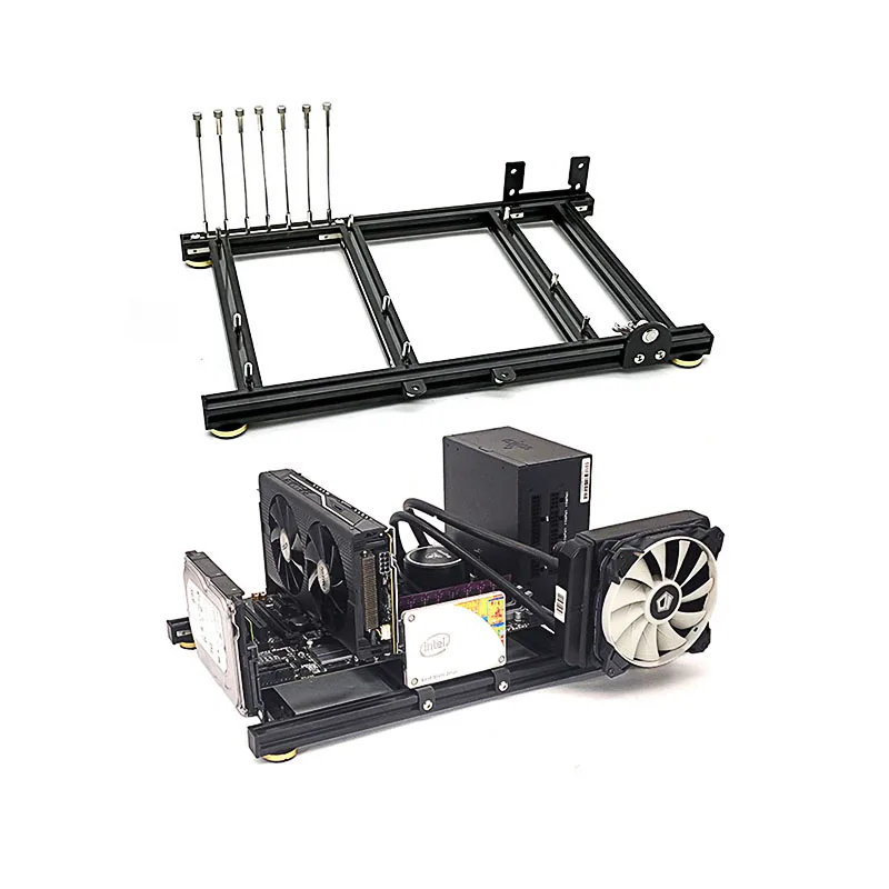 Fai Da Te Atx Open Pc Case Frame Itx Matx Desktop Computer Chassis Rack Orizzontale, Mod Water Cooling Gaming Cabinet
