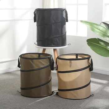 600D Foldable Outdoor Trash Bag Waterproof Large Capacity Portable Camping Garbage Can with Steel Frame Compact Picnic Travel