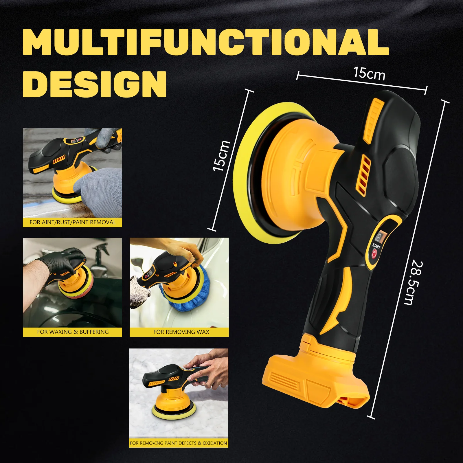 Cordless Car Buffer Polisher For Dewalt 20V Battery 8-Speeds Car Polishing For Car Detailing/Polishing/Waxing/Scratch Removing 6