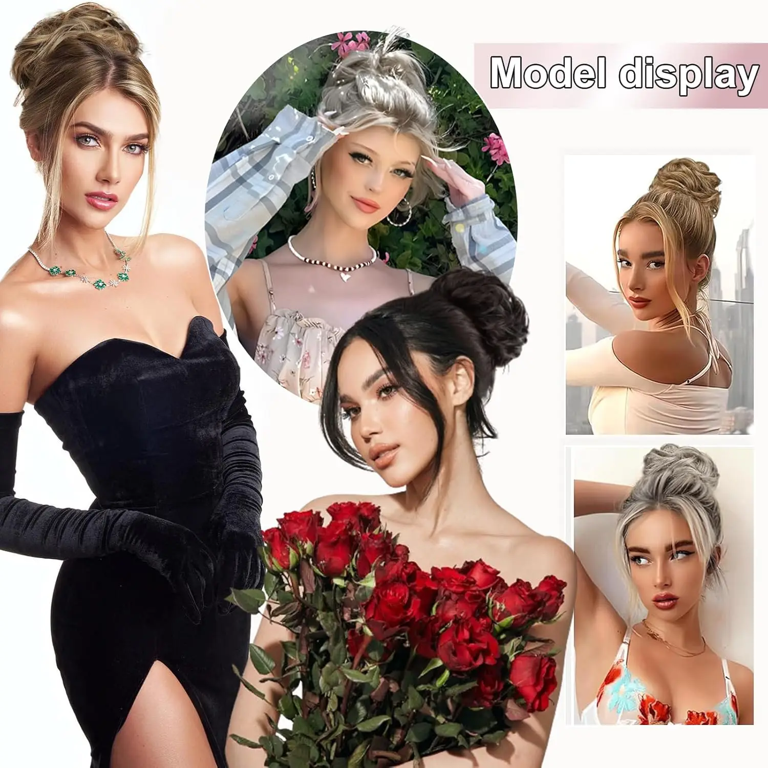 엉킨 곱슬머리 번 클로 클립 합성 헤어피스 여성 패션 우아한 헤어스타일 액세서리 모든 경우에 빠르고 쉽게 착용 가능