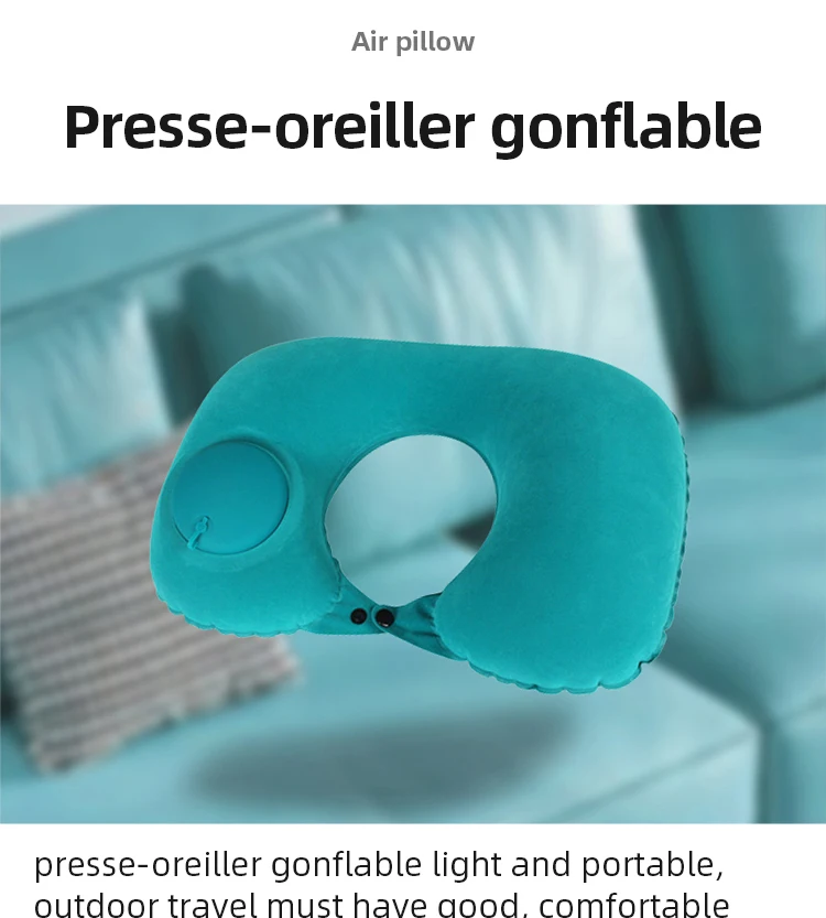 Description Picture 2 of itemU Shape Neck Cushion Automatic Air Inflatable Pillow Compress Ring Pillow For Airplane Car Outdoor Travel