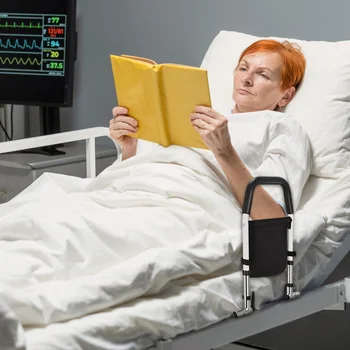 Bed Rails for Elderly Adults Safety Bed Assist Rail for Handicap Seniors Pregnant Bed Assist Grab Bar Handle with Storage Pocket