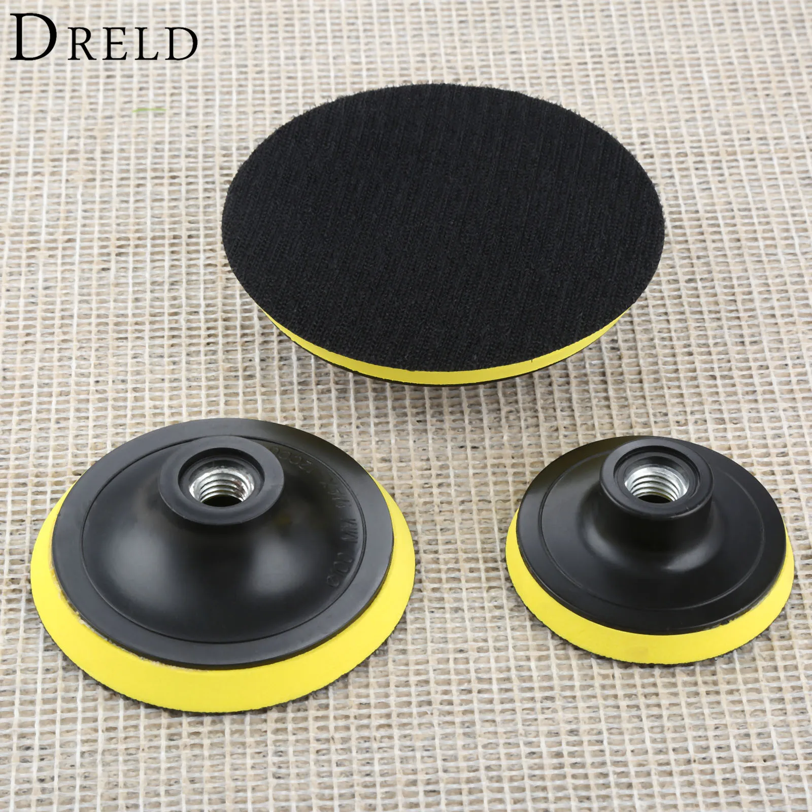 DRELD 1 개 3/4/5 인치 자동차 M14 백킹 플레이트 패드 후크 루프 연마 버핑 패드, 직경 75mm 100mm 125mm