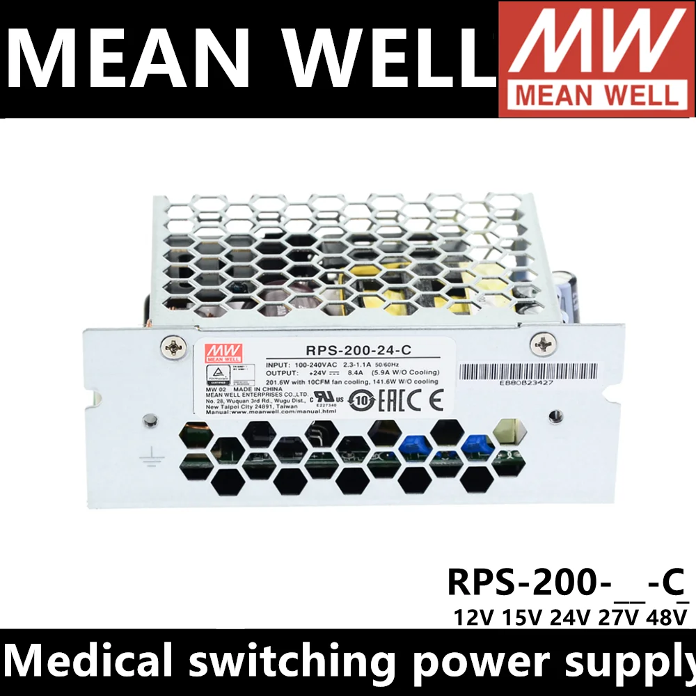 

MEAN WELL RPS-200-12-C RPS-200-15-C RPS-200-24-C RPS-200-27-C RPS-200-48-C Medical switching power supply Low leakage current MW