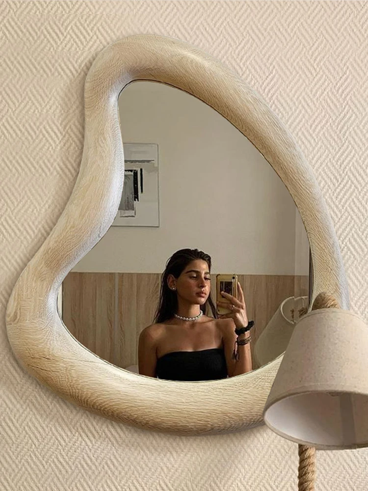 

Customized Nordic creative net celebrity makeup mirror ins style special-shaped bedroom wall hanging dressing mirror