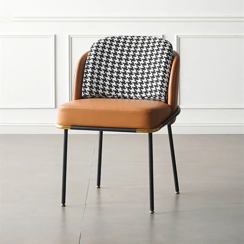 Simple homestay restaurant home living room wrought iron design metal dining chair Nordic hotel cafe single back chair