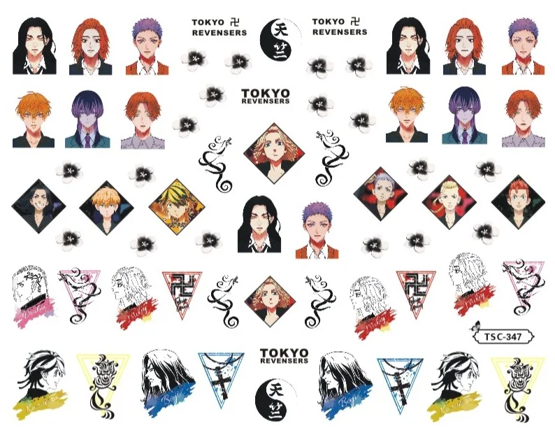 

TSC series TSC-347 Cartoon characters 3D Back glue Self-adhesive Nail art Nail sticker decoration tool Sliders For Nail Decals