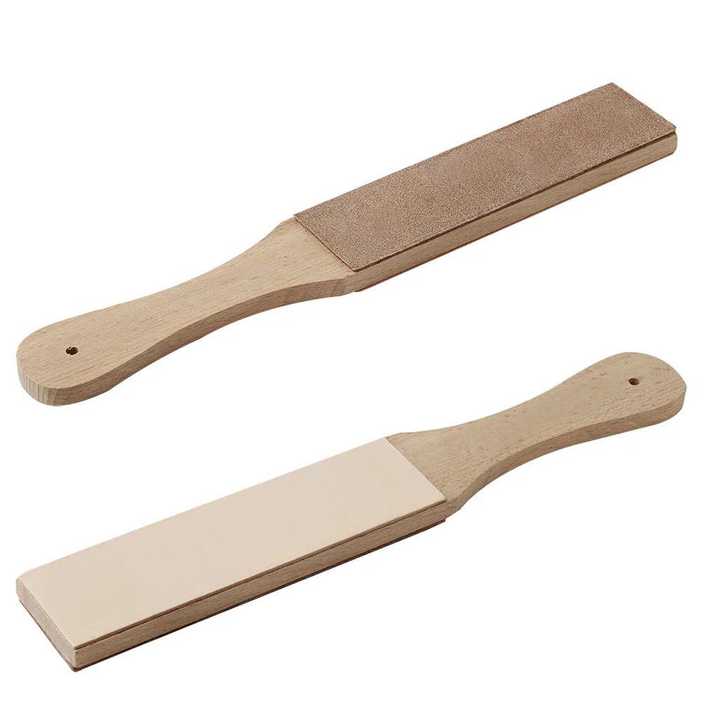 Sy Tools Sharpening Board Leather Craft Sharpener Wooden Handle Dual Sided DIY Leather Polishing Board Tool No Polishing Paste