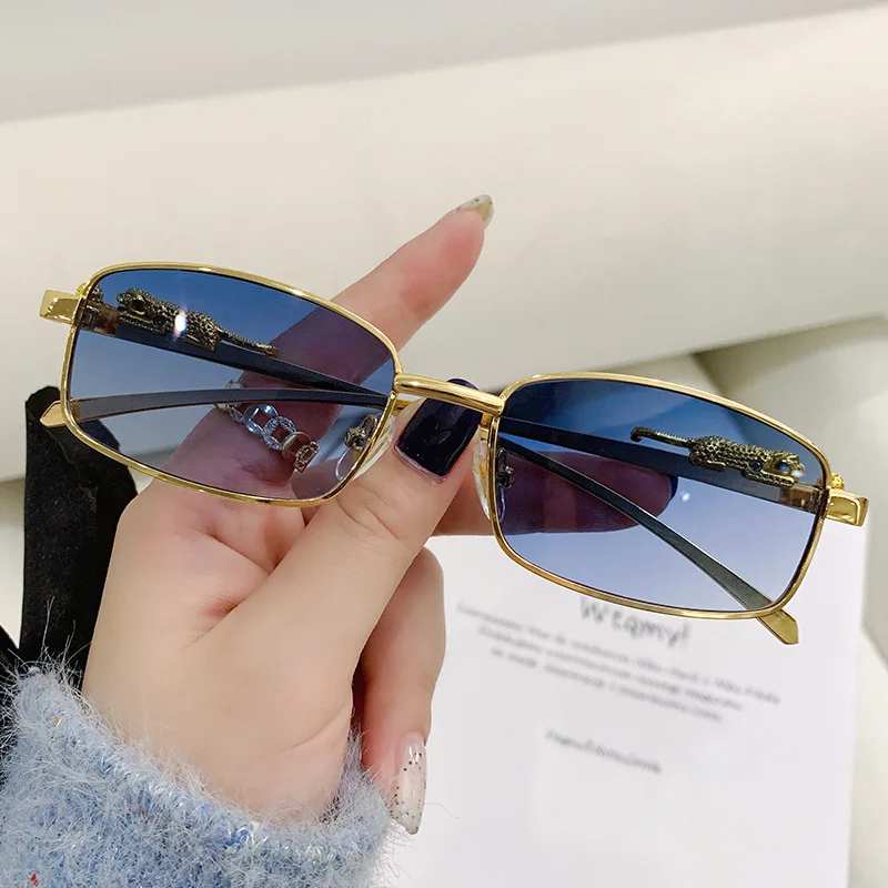 YAMEIZE Retro Metal Small Frame Rectangle Sunglasses For Women Men - View #6