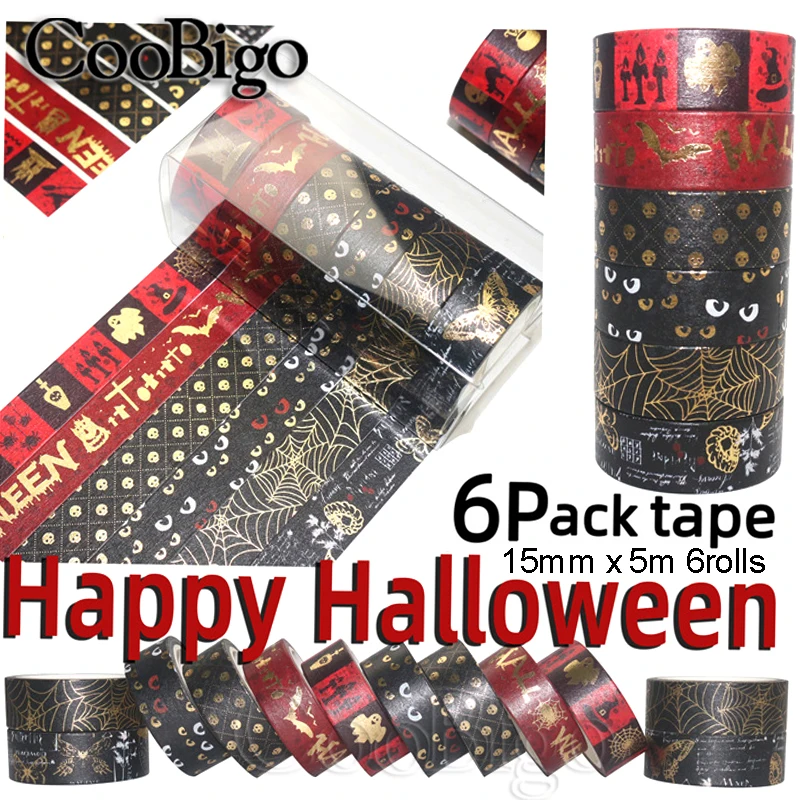 

6Rolls/Set Halloween Washi Tape Masking Tapes DIY Diary Album Journal Scrapbooking Stationery Decoration Hallowmas Stickers