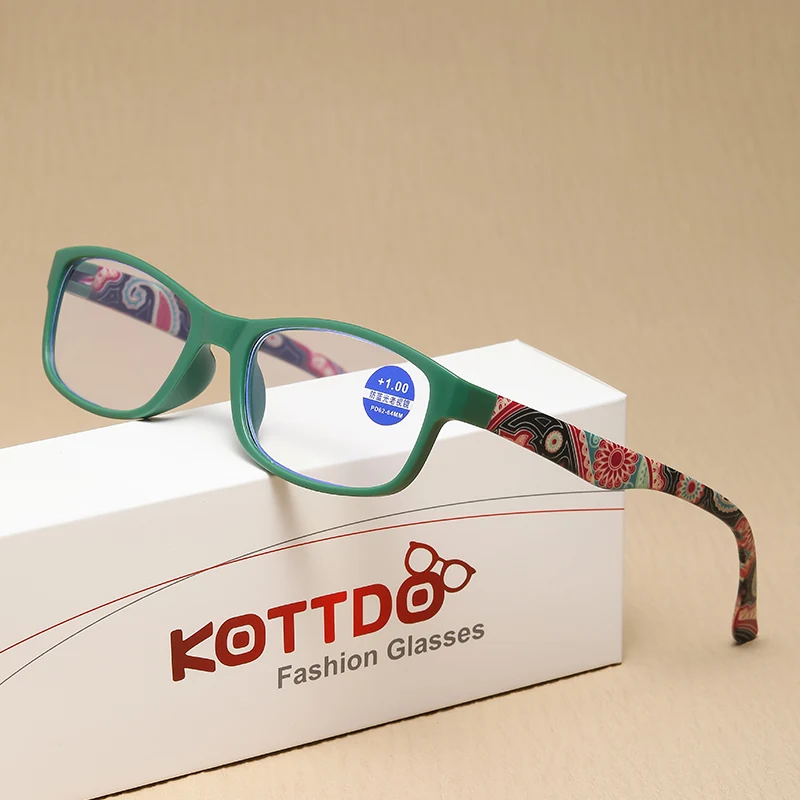 Platz Lesebrille Männer Frauen Frühling Grüne Farbe Anti-Blau Licht Lesebrille Progressive Near Far Brillen Für + 1,5