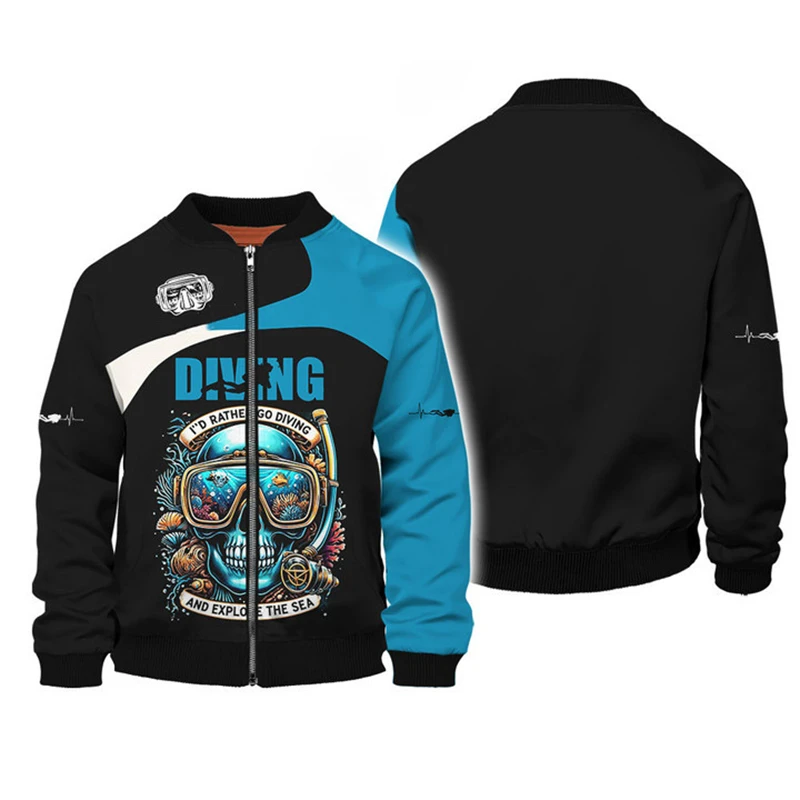 thumbnail image 1 of Nuevas chaquetas con estampado 3D de buceo Explore para hombres y mujeres, ropa de moda Harajuku, abrigo de manga larga con cremallera, tops Y2k, abrigos con cuello alto, 1 of 4