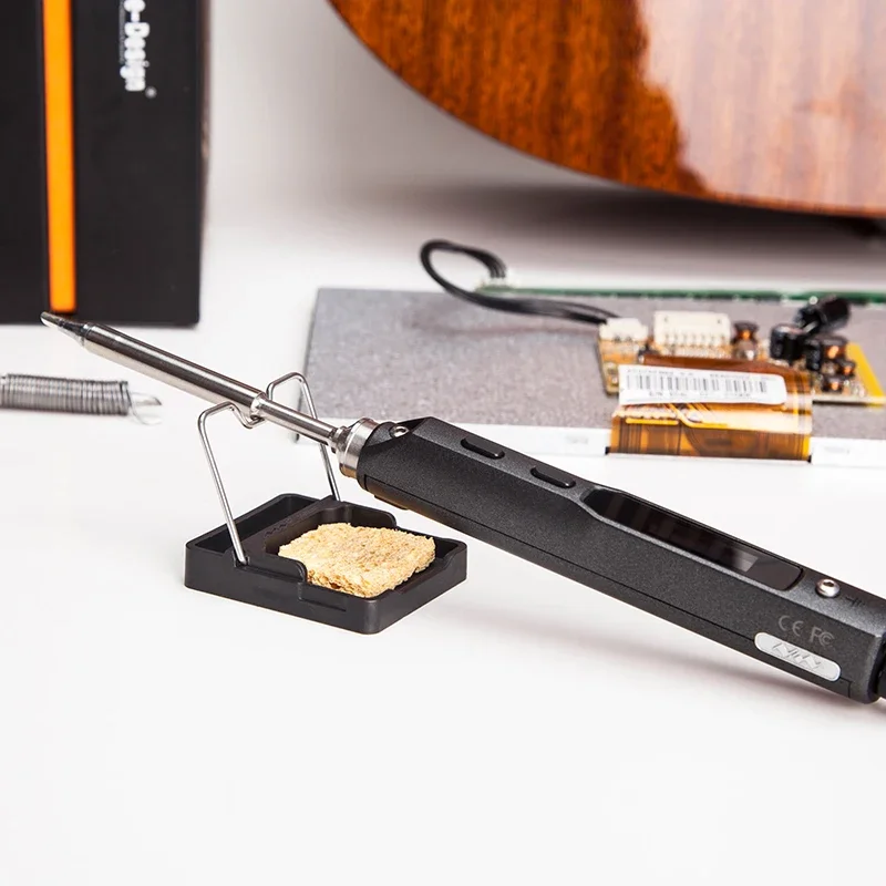 Original Black TS100 MINI Zirconia Ceramics Soldering Iron Stand Holder T-stand + Sponge
