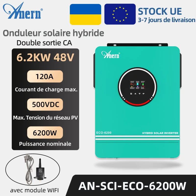 Onduleur Solaire Hybride Easun SMH-II-6.2KW-Wifi - 6200W 48V MPPT - NEUF