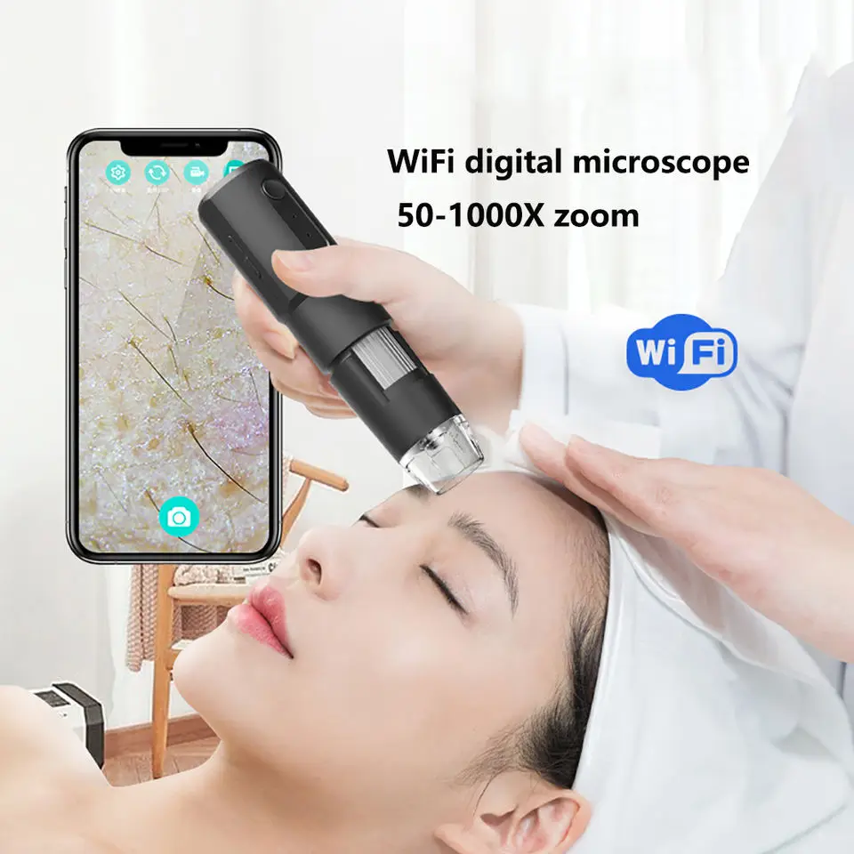 

Цифровой микроскоп с Wi-Fi и USB для Android и iPhone, 1000X, Ectron, микроскоп для салона красоты, микроскоп для обнаружения кожи