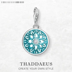 Sterling Silver Mandala Flower Pendant Charm - Elegant Autumn Jewelry Gift (Lobster Clasp)