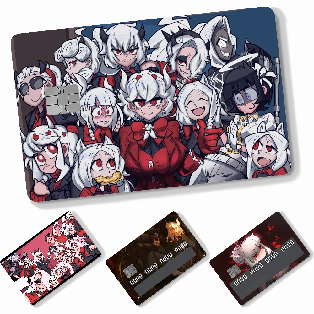 Anime Helltaker Stickers 4pcs PVC Credit Card Skin Stickers Removable Self-adhesive Protective Film