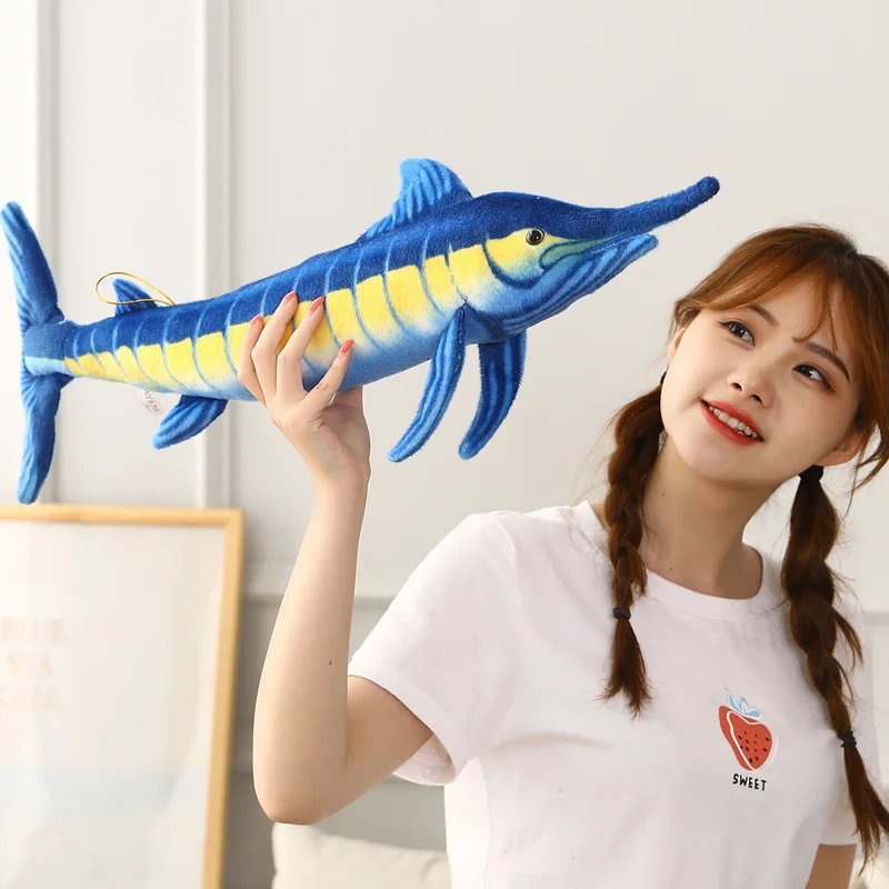 New Giant Simulation Bluefin Tuna Plush Toys Stuffed Soft Tunny Long Pillow Lifelike Marine Fish Doll Creative Decoration