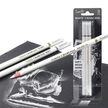 Matite a carboncino bianche da 3 pezzi per schizzi, pittura, disegni