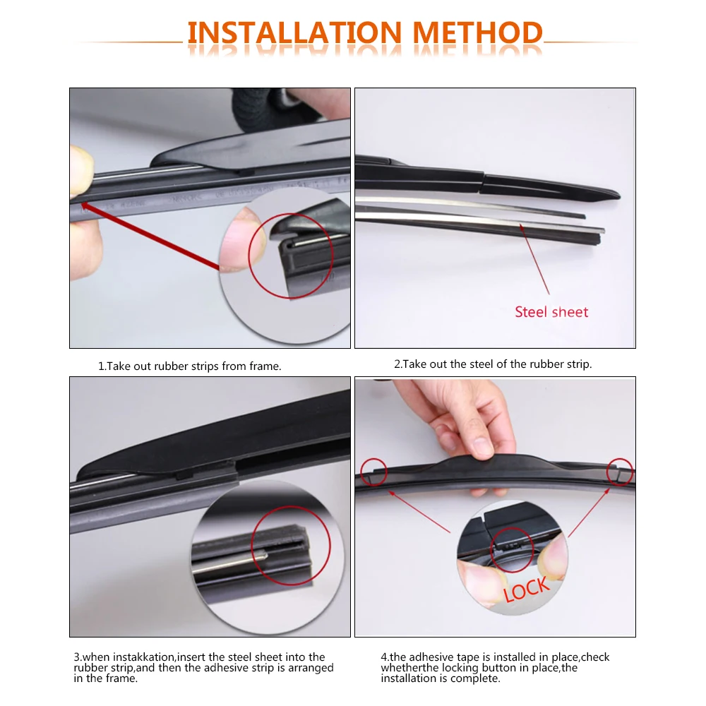 KOSOO 1PCS Car Wiper Blade Insert Natural Rubber Strip 10mm 14