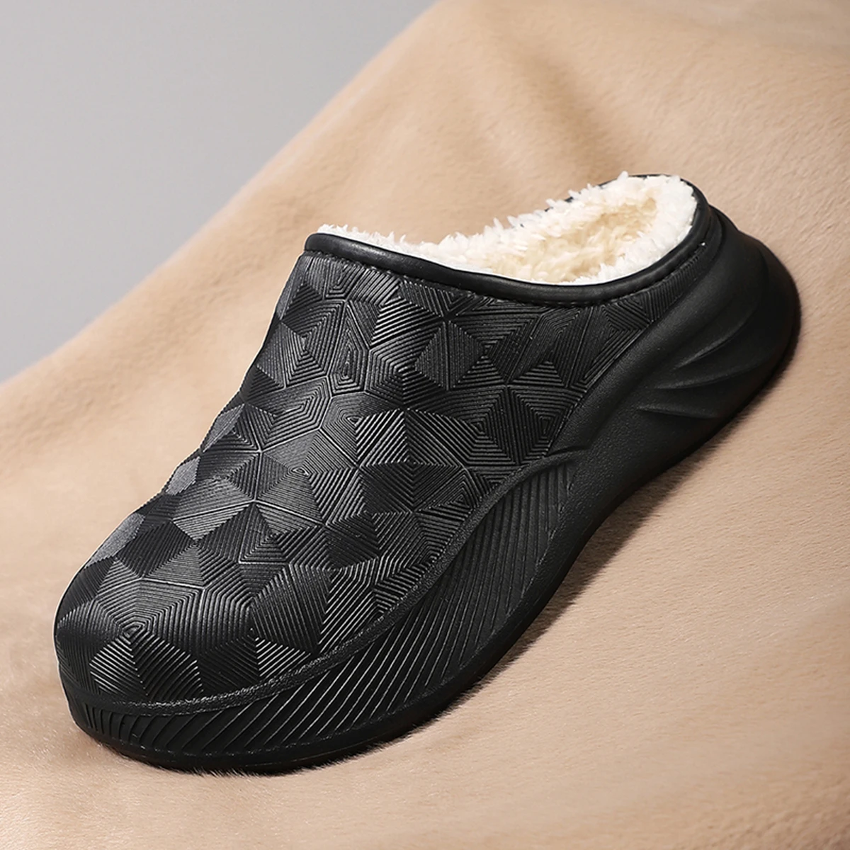 Thick Sole Home Indoor Outside Men And Women Couples waterproof Winter Household Warm Fluffy Slippers Plush Cotton Shoes Ladies — view 4