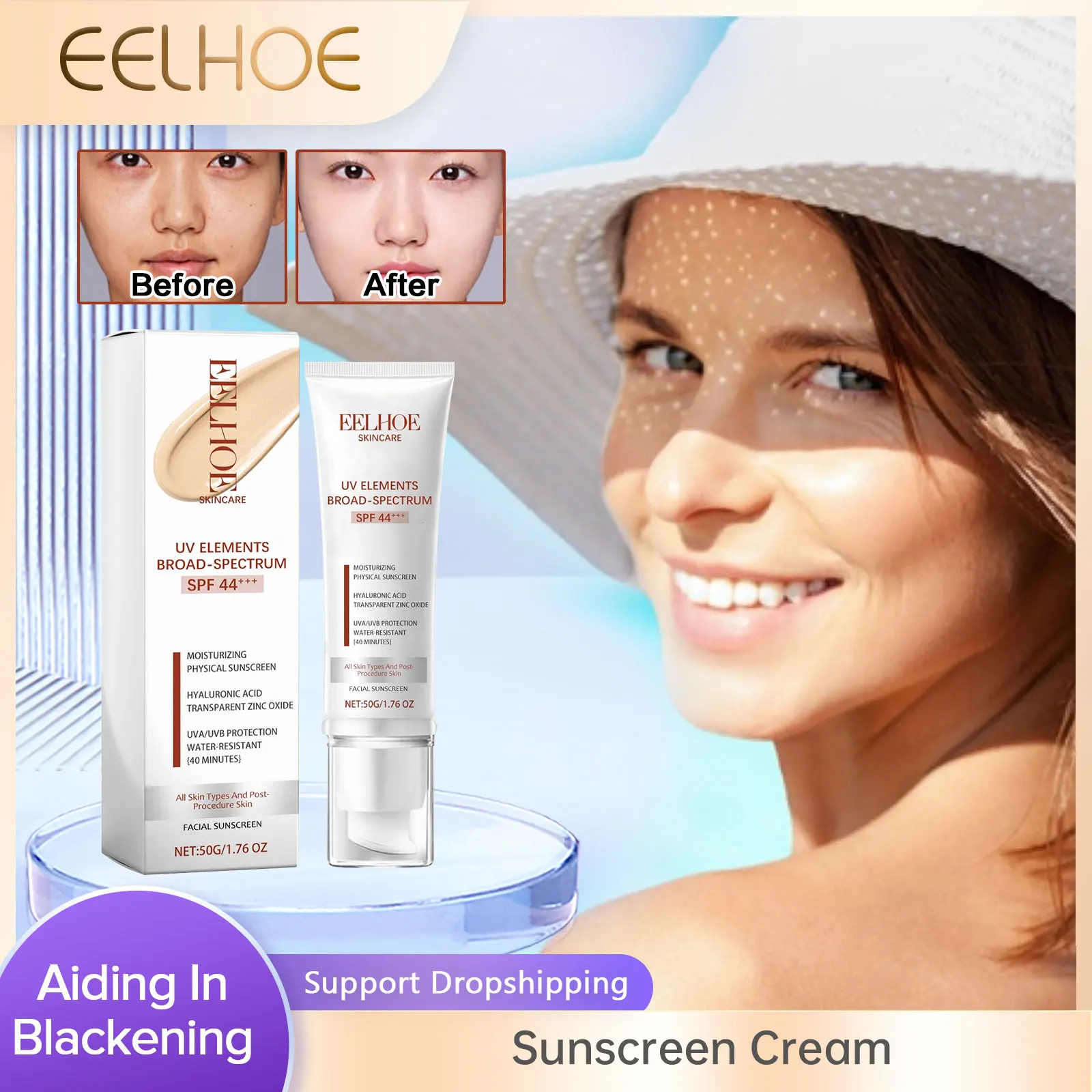 EELHOE Sunscreen Lotion UV Isolate Sun Block Refreshing Sun Protective Cream Hydrating Skin Moisturizer Sunscreen Face Sun Block upf50 sun protective scarf uv resistance sunscreen mask sunshade protect face block the sun mask veil anti sunburn mask