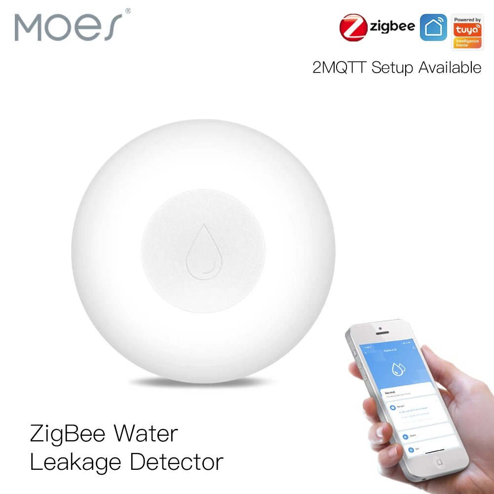 ZigBee Flood Sensor Water Leakage Detector Water Tank Full Alert Overflow Security Alarm System Tuya Smart App Remote Control water leak sensor