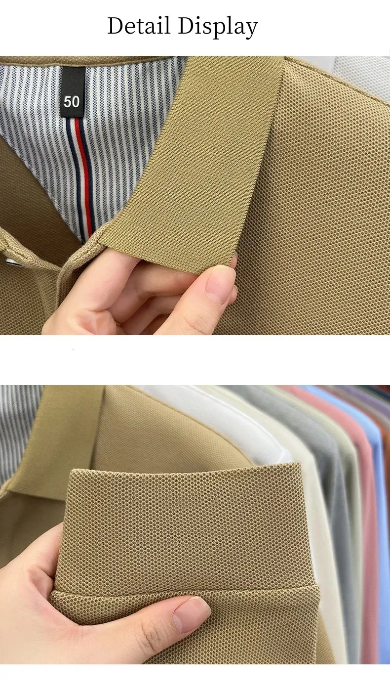 Men’s long sleeve cotton polo shirt for travel and golf