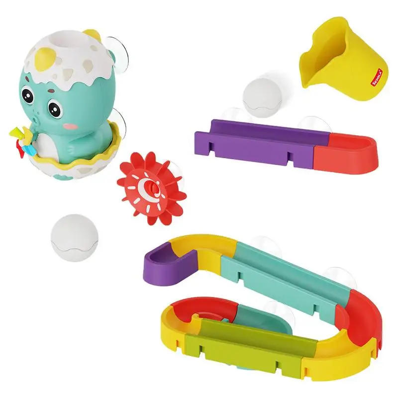 

Bath Toys For Kids Dinosaur Spinning Toy Slide Wall Track Dinosaur Water Slide Toys DIY Track Set Water Ball Track Bathtub Toys