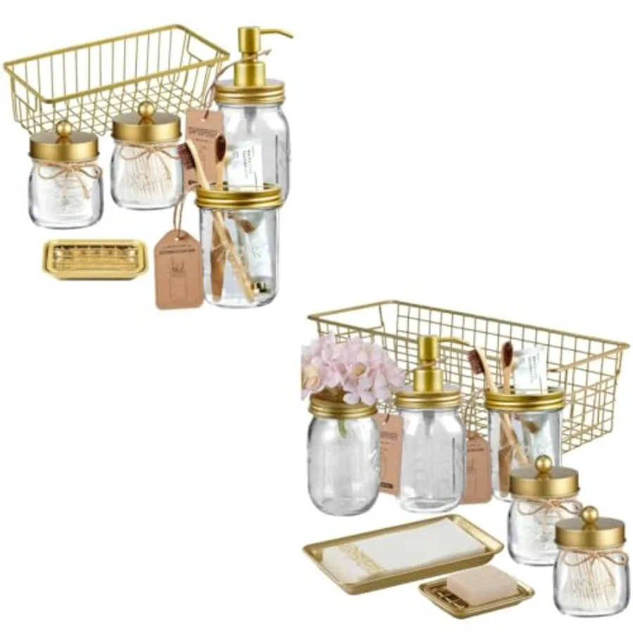 8 Piece Mason Jar Bathroom Accessories Set