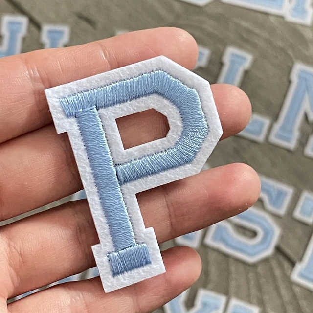 Blue Chenille Letter Patches On Clothes English Alphabet Iron On Embroidery  Patch for Bags Dresses Jeans DIY Name 1Pcs 50MM