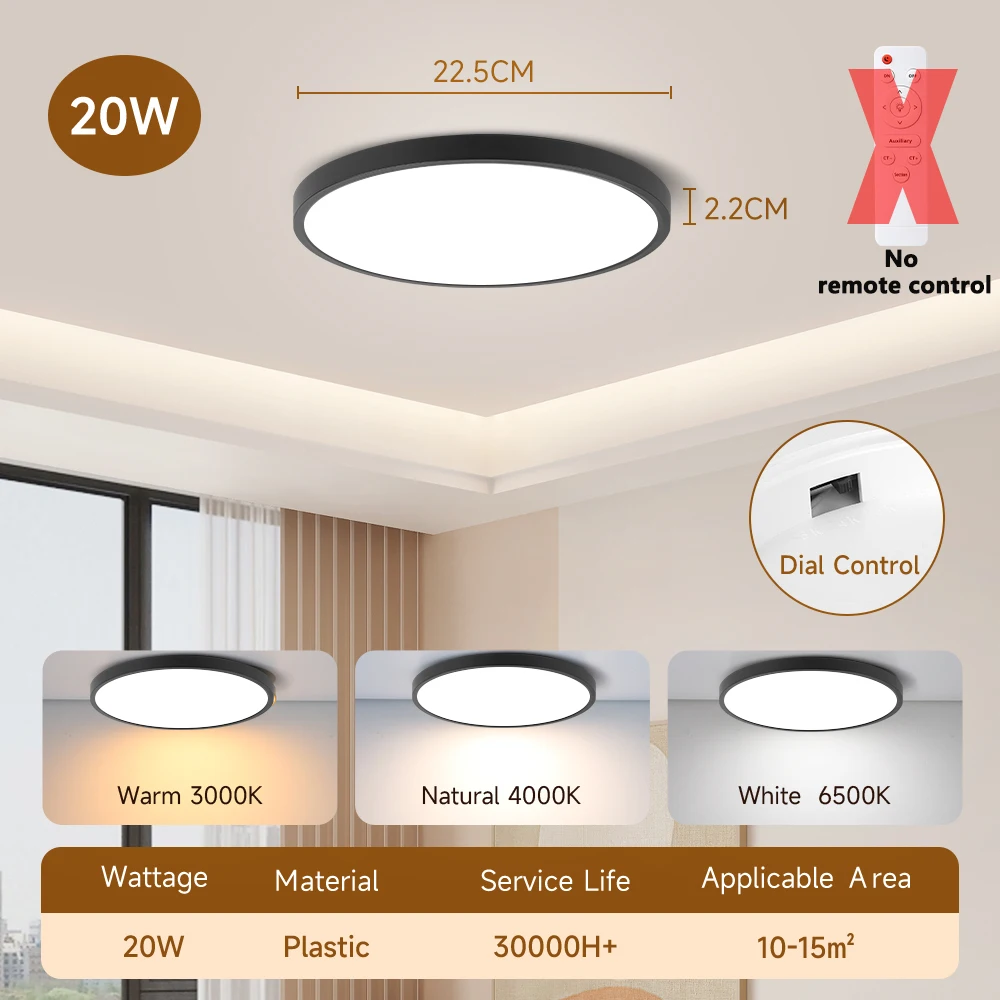 Enhanced Multicolor Dimmable LED Ceiling Lamp with Remote Control