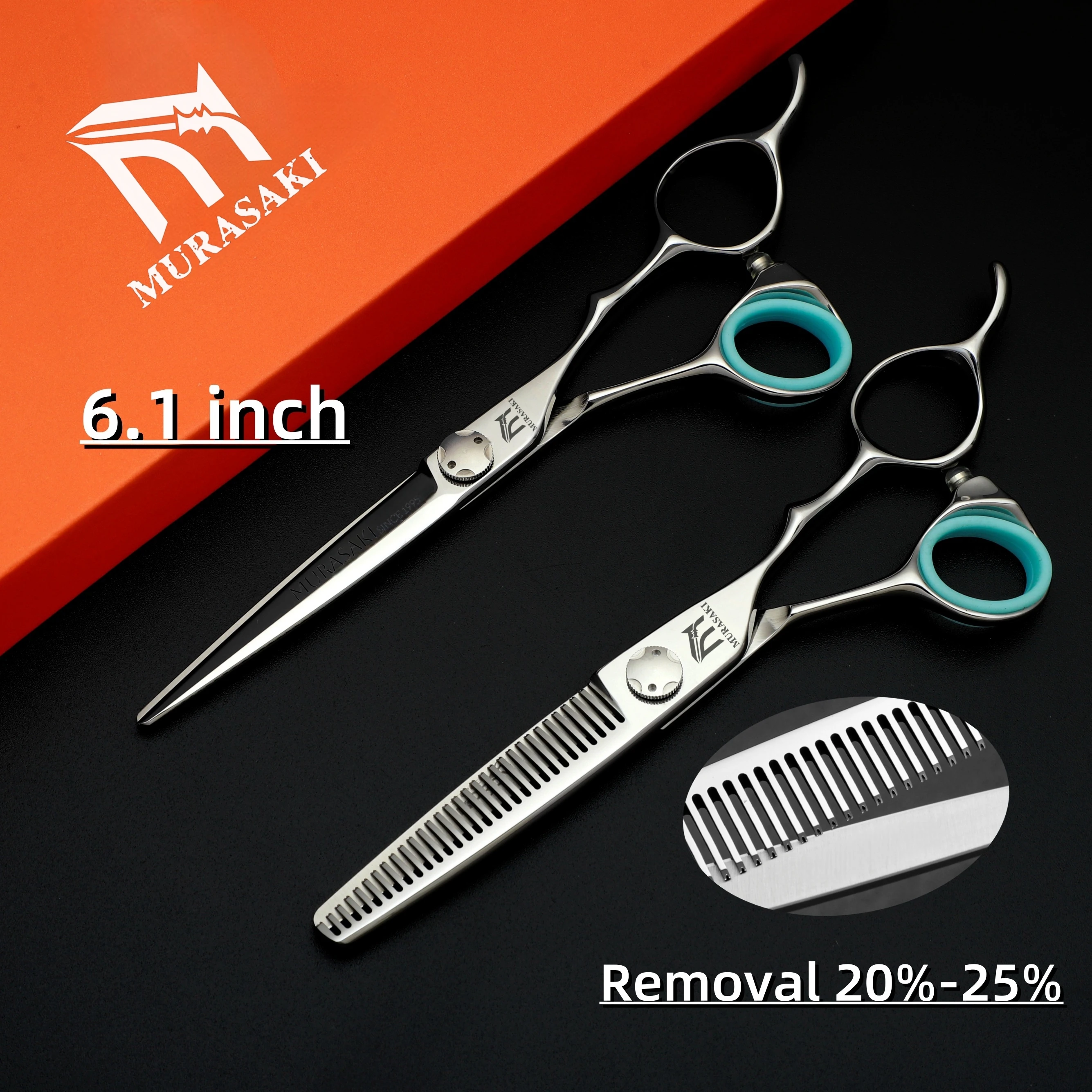MURASAKI Professionelle Friseurschere, gerade Schlauchschere aus VG10-Stahl, Set mit 5,5–6,0 Zoll, hochwertiges Friseurzubehör – Detail 20