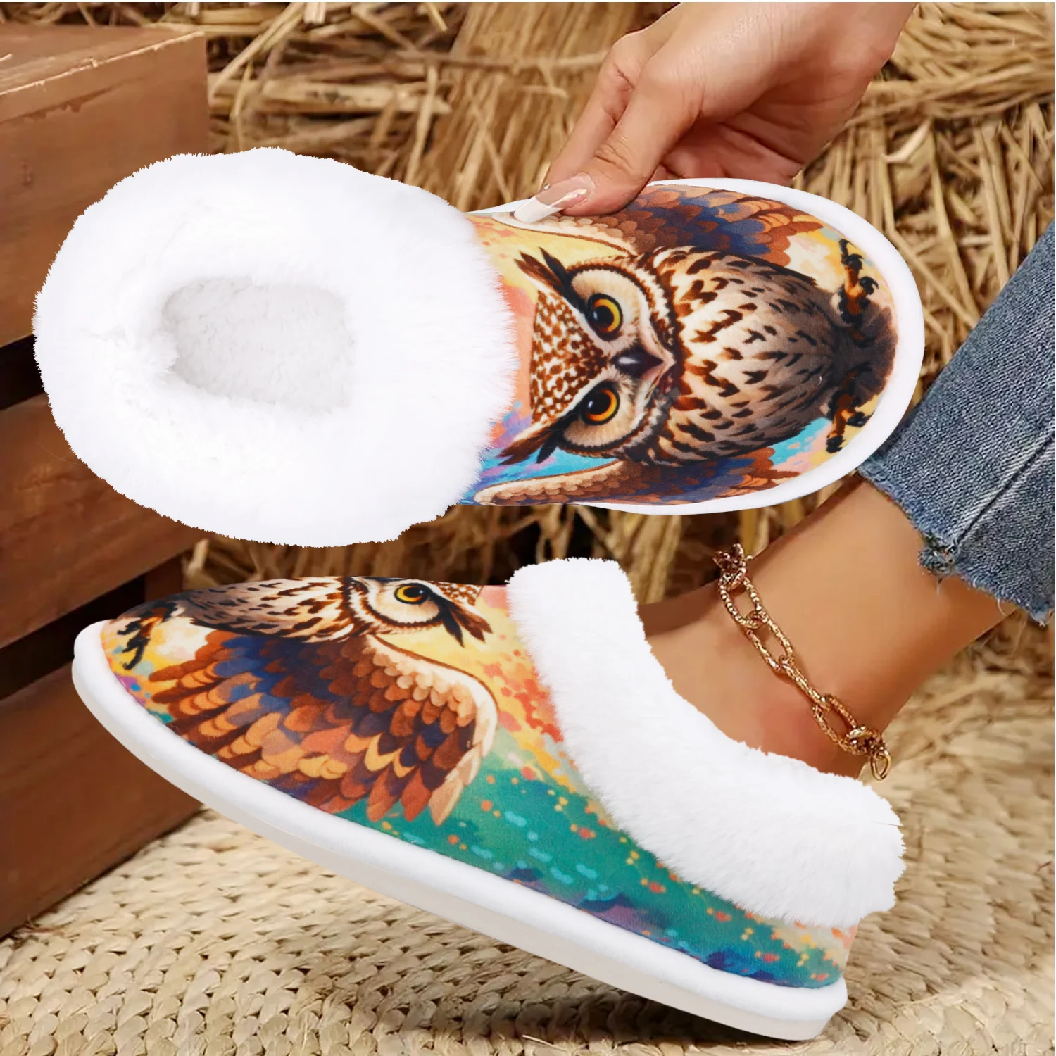 Owl House Slippers for Woman, Soft Memory Foam Womens Slippers Indoor/Outdoor, Comfy Fuzzy Slippers for Woman,Rubber Non-Slip 3