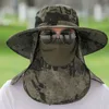 Anti-UV Wide Brim Sun Hat With Face Mask Adjustable Agricultural Work Hat Outing Hiking Fisherman Hat Breathable Beach Bucket 2