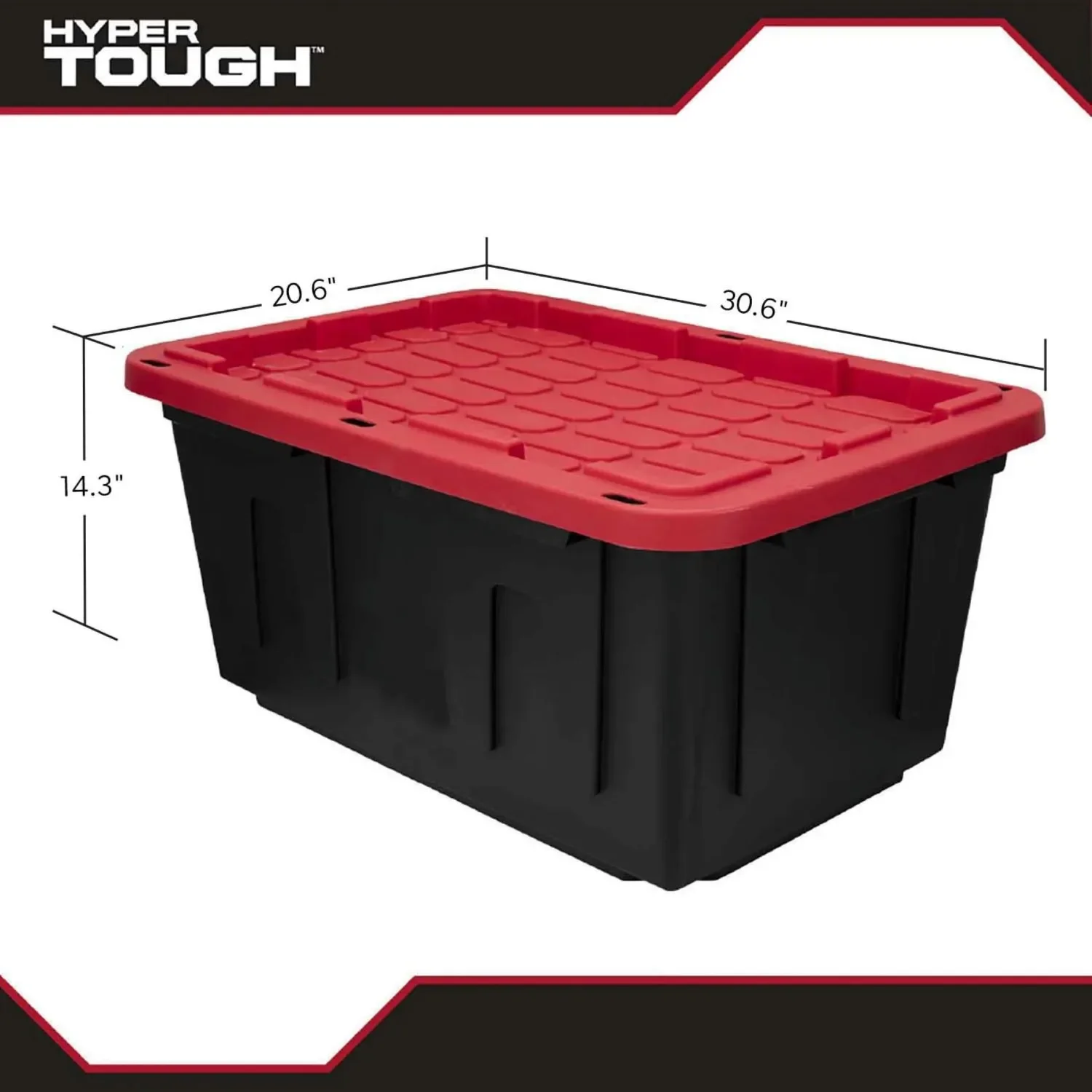 27 Gallon Snap Lid Plastic Storage Bin Container, Black with Red Lid 3