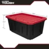 27 Gallon Snap Lid Plastic Storage Bin Container, Black with Red Lid 3