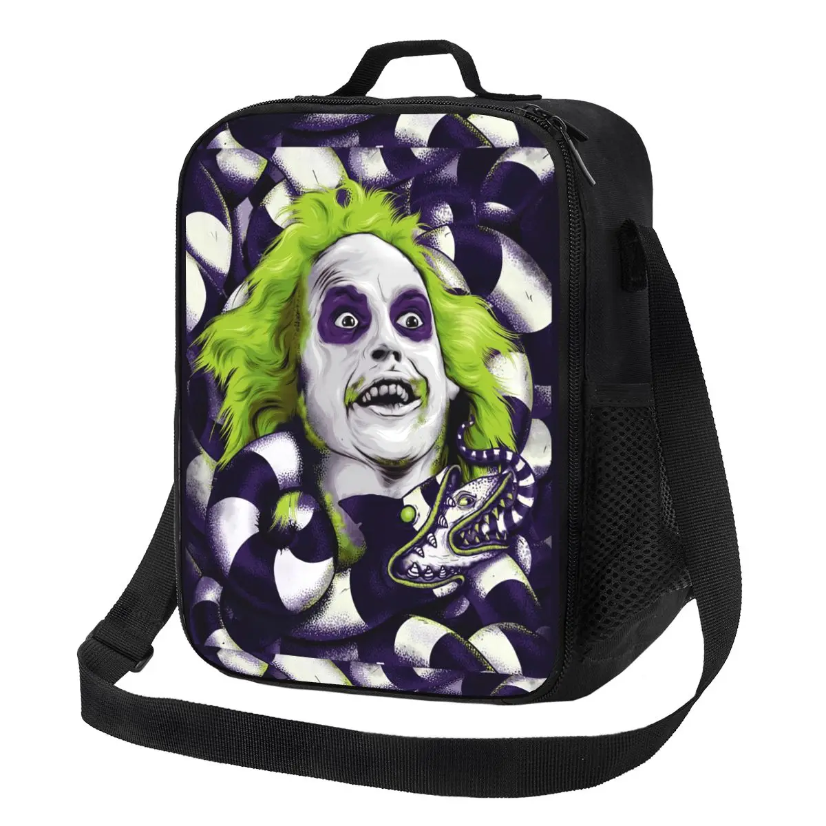 

Custom Horror Ghost Beetlejuice Lunch Bag Men Women Cooler Thermal Insulated Lunch Boxes for Adult Office