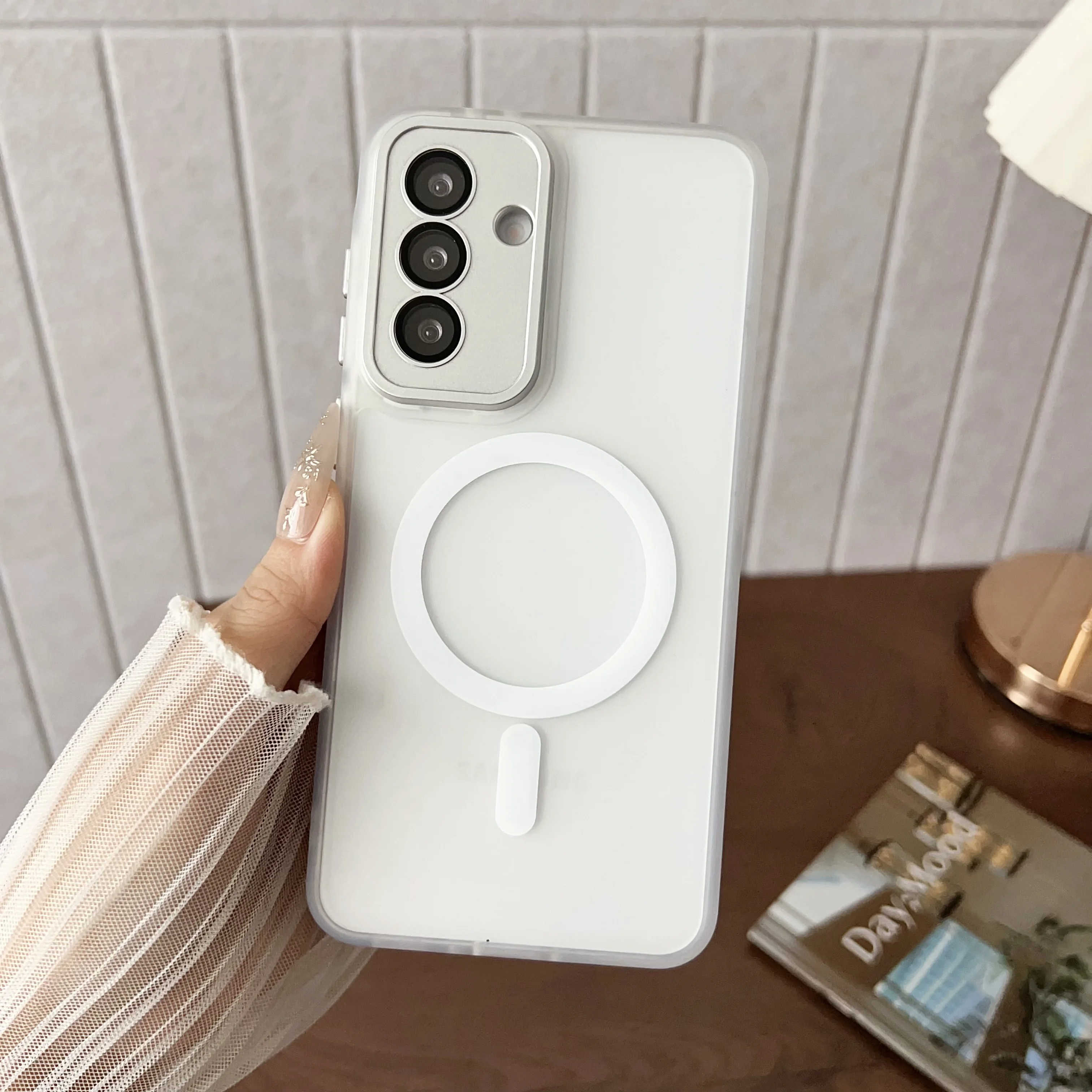 Luxury Matte Magnetic Wireless Charging Case with MagSafe-Compatible Hard Cover
