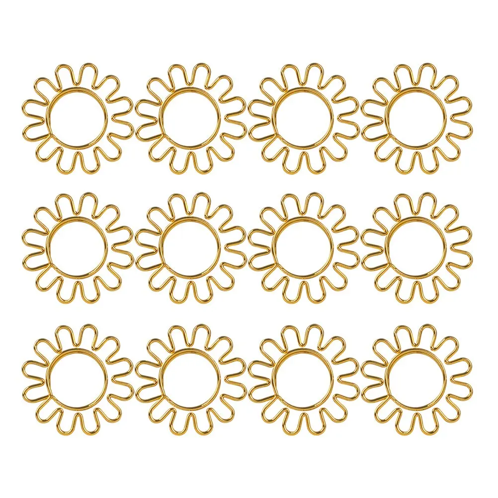 8Pcs 해바라기 모양 종이 클립 황금 색상 사무실 학교 바인더 클립 노트북 달력용 북마크 종이 클램프