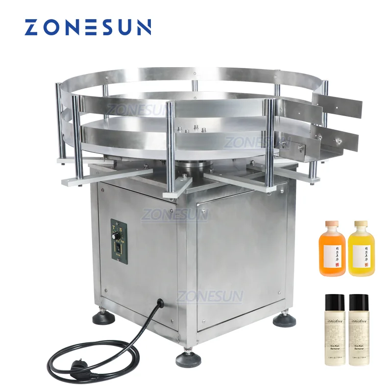 

ZONESUN Desktop Rotary Round Plastic Bottle Unscrambler Jar Collecting Sorting Turntable Machine for Production Line ZS-SP600Z