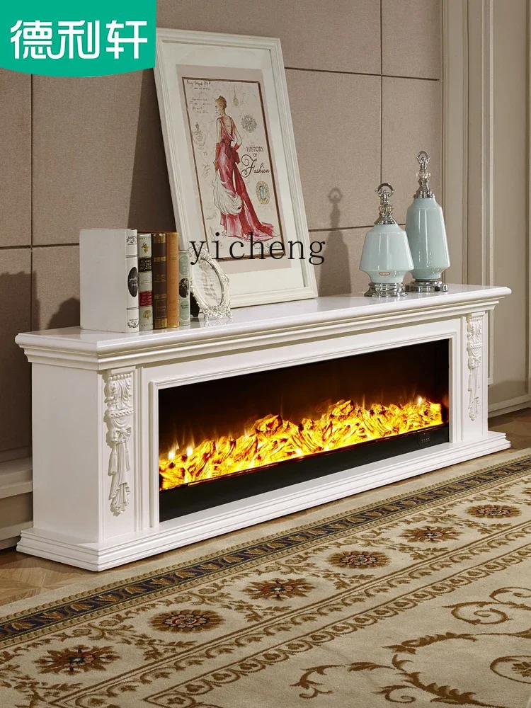 Tqh Electric Fireplace Curio Cabinet Simple Fireplace Mantel Custom Solid Wood TV Cabinet