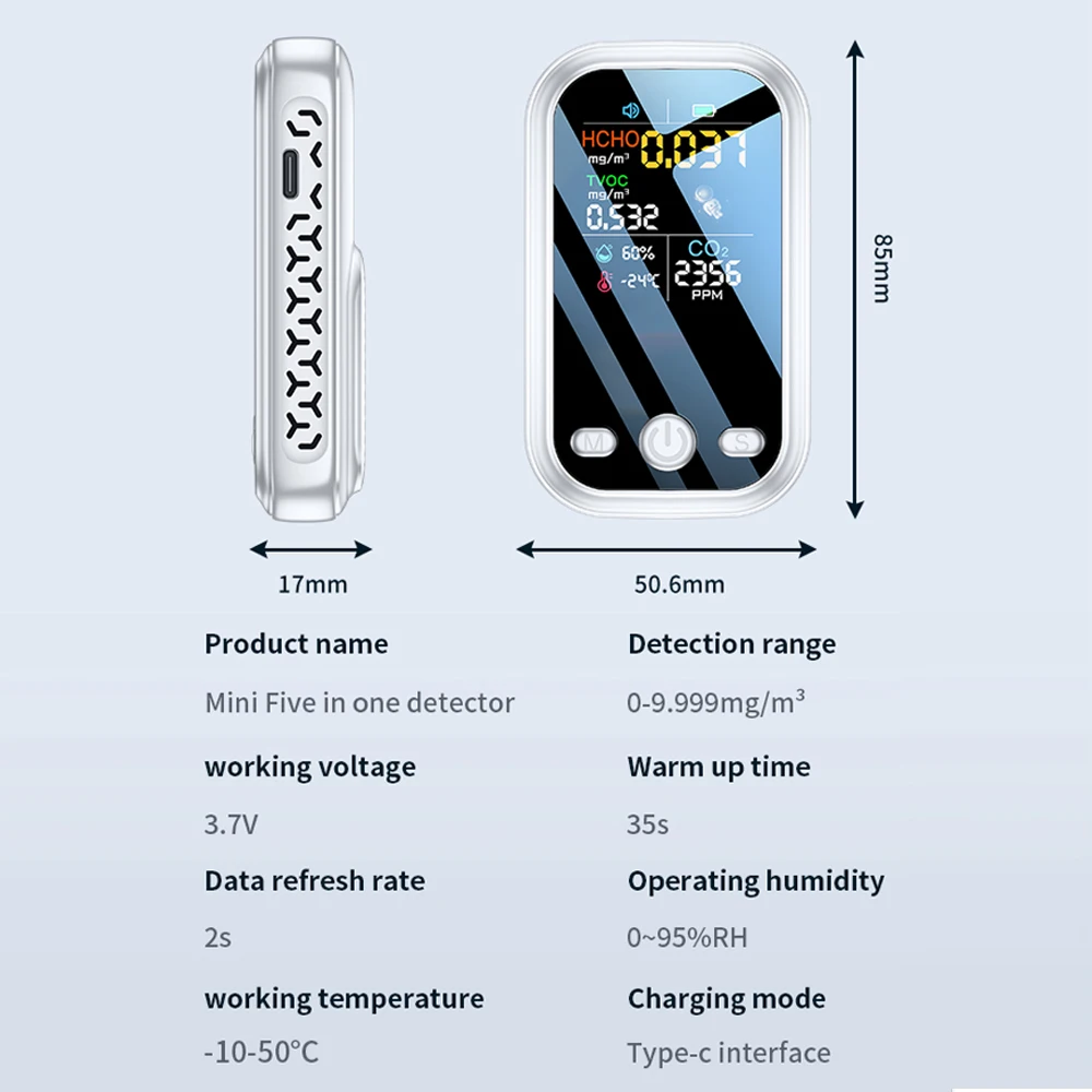 ٱ  µ  ׽, CO2 , TVOC, HCHO, CO2, PM2.5 ,  , 5in 1 跮