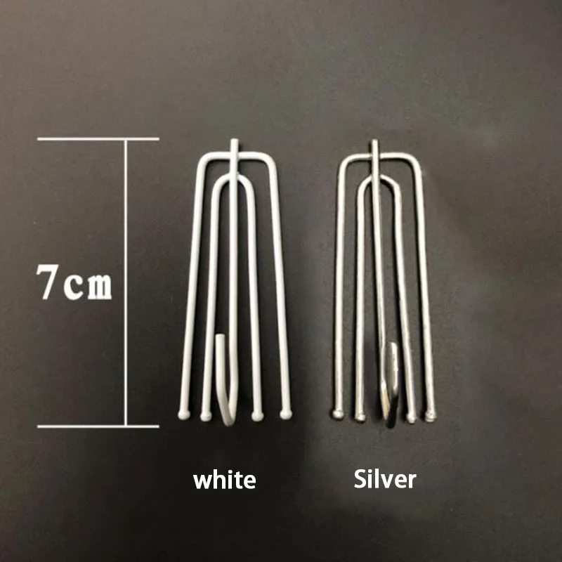 10PCS Metal Four Fork Curtain Tape Hook Curtain Cloth Ring Clamp Tracks DIY Single Hook Home Accessories D3