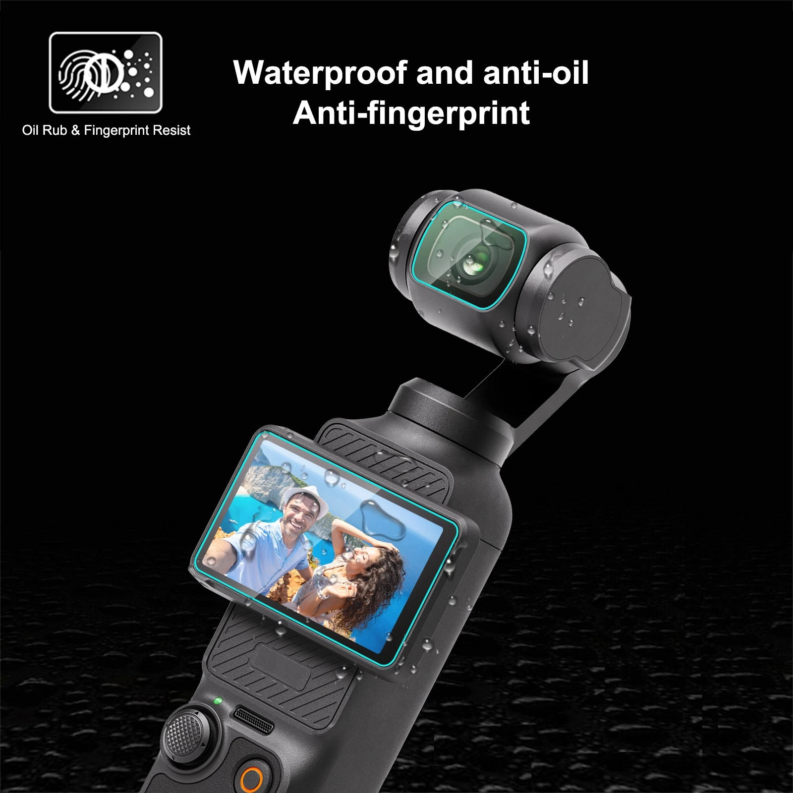 PULUZ for DJI OSMO Pocket 3 9H 2.5D HD Tempered Glass Lens Protector + Screen Film