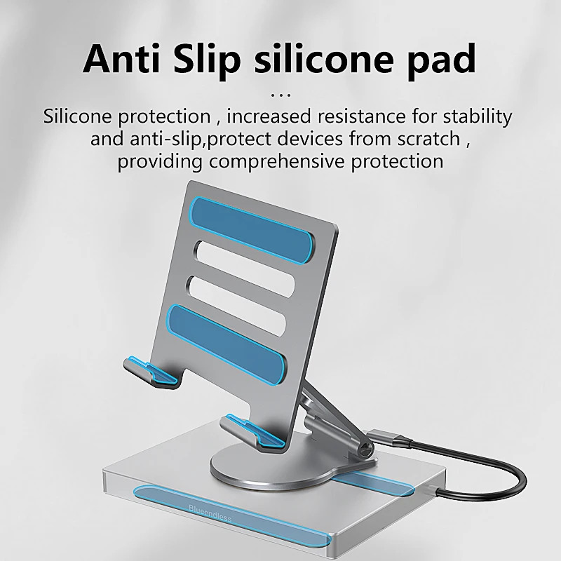 USB C Hub With 360° Rotating Stand HDMI 4K60Hz PD100W USB 5Gbps SD TF Aux 3.5mm RJ45 for iPad Pro Tablet Docking Station 4